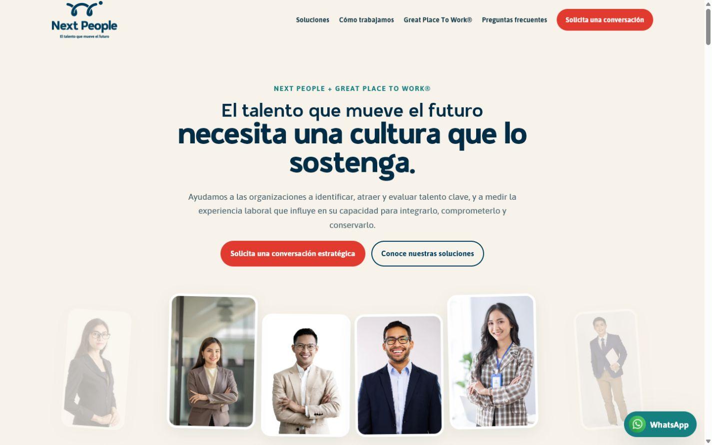 Página principal de Next People, plataforma de talento y cultura organizacional